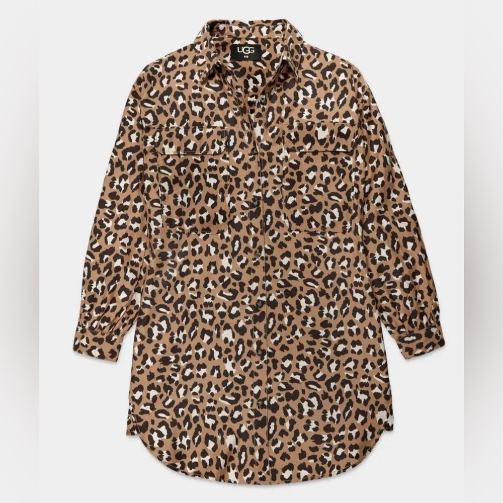 UGG Addley Oversized Animal Print Shirt Dress Size Small - Picture 4 of 16